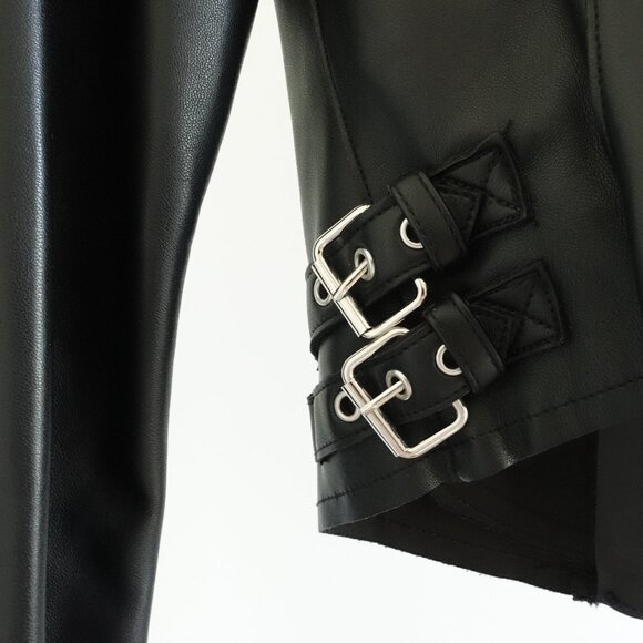 Like New Zara Faux Leather Collarless Jacket in size XS - Picture 8 of 13